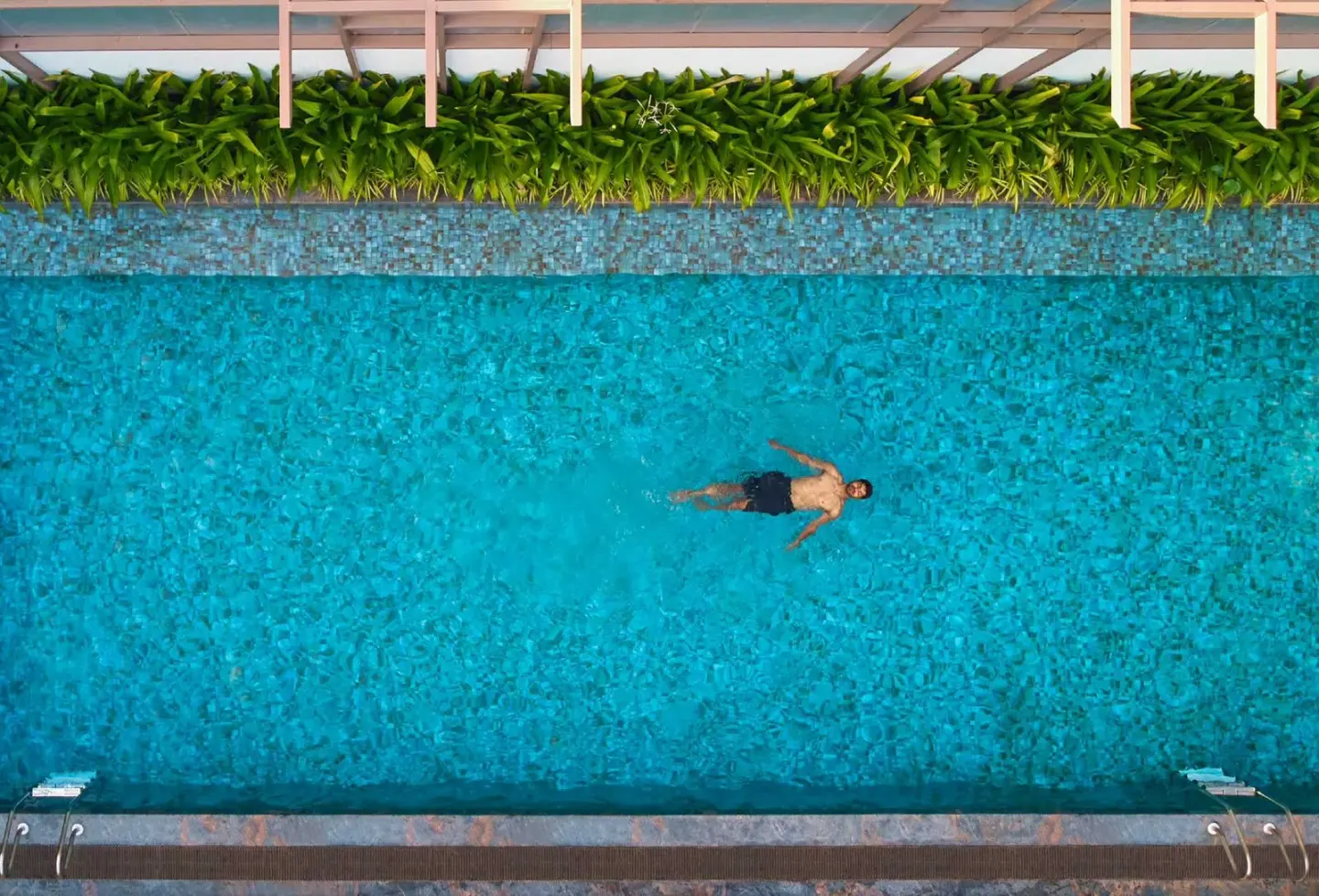 KAMAH Anjuna — the operating resort’s pool and garden (photograph)